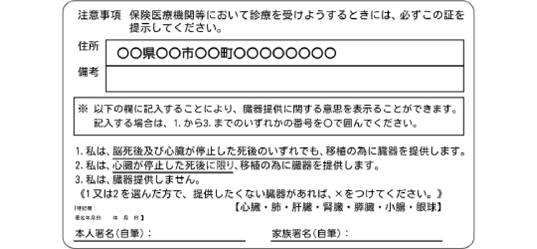 健康保険被保険者証のイメージ図